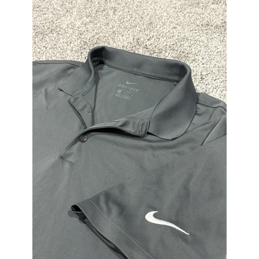Nike Dri-FIT Mens Polo‎ Shirt Charcoal Grey Short Sleeve Golf Top Size Medium